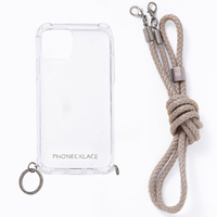 PHONECKLACE iPhone 12/12 Pro用ロープショルダーストラップ付きクリアケース ベージュ PC20433I12P