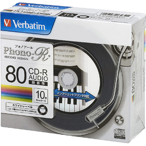 Verbatim 音楽用CD-R インクジェットプリンター対応 10枚入り MUR80PHW10V1-イメージ1