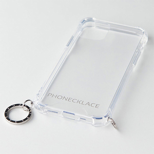 PHONECKLACE iPhone 12/12Pro用ストラップ取り付け用リング付きクリアケース シルバーチャーム PC20438I12P-イメージ1