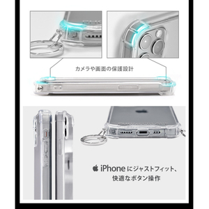 PHONECKLACE iPhone 12/12Pro用ストラップ取り付け用リング付きクリアケース シルバーチャーム PC20438I12P-イメージ6
