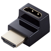 エレコム HDMI L字型アダプター(タイプA-タイプA)スリム 上向き ブラック AD-HDAABS01BK