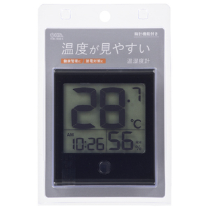 オーム電機 温度が見やすい温湿度計 ブラック TEM-210B-K-イメージ3
