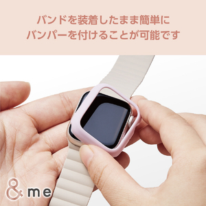 エレコム Apple Watch Series 9(41mm)用&me ハードバンパー ラバーコート ラベンダー AW-23BBPPRPU-イメージ8