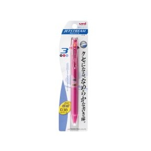 三菱鉛筆 ジェットストリーム３色ボールペン０．３８ｍｍ　ローズピンク SXE3-400-38-1P66-イメージ1