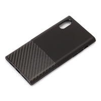 PGA iPhone XS用2カラーハイブリッドタフケース スクエア カーボン調/ブラック PG18XHB01BK