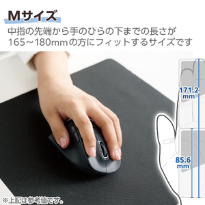 エレコム 静音 Bluetooth5．0マウス EX-G 5ボタン Mサイズ(左手用) ブラック M-XGM31BBSKBK-イメージ5
