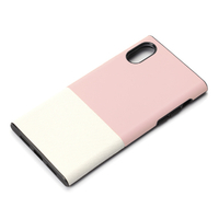 PGA iPhone XS用2カラーハイブリッドタフケース スクエア サフィアーノ調/ピンク PG18XHB07PK