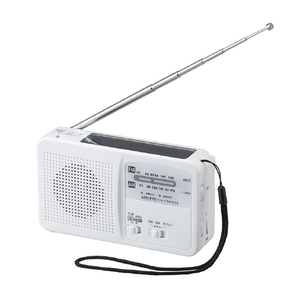 ヤザワ AM/FM手回し充電ラジオ ライト付 ホワイト BS901WH-イメージ1