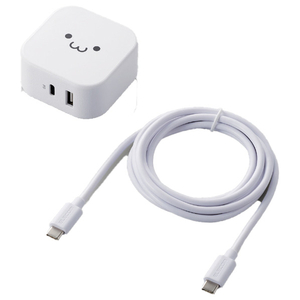エレコム AC充電器(USB Power Delivery20W+12W/C-Cケーブル付属+A×1) ホワイトフェイス MPA-ACCP21WF-イメージ1