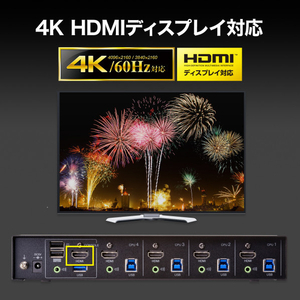 サンワサプライ 4K対応HDMIパソコン自動切替器(4：1) SW-KVM4U3HD-イメージ12
