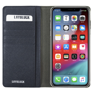 LAYBLOCK iPhone XS Max用ケース Saffiano Flip Case クラシックネイビー LB13521I65-イメージ3