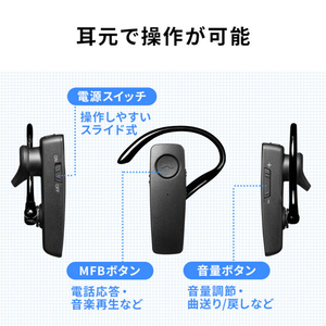 サンワサプライ 防水Bluetooth片耳ヘッドセット MM-BTMH41WBKN-イメージ15