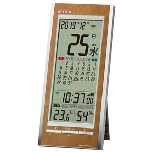 リズム時計 フィットウェーブカレンダーD219 電波置掛時計 茶色木目仕上 8RZ219SR23-イメージ1