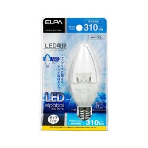 エルパ LED電球 E17口金 全光束310lm(3．3Wシャンデリア球タイプ) 昼光色相当 elpaball LDC4CD-E17-G350-イメージ1