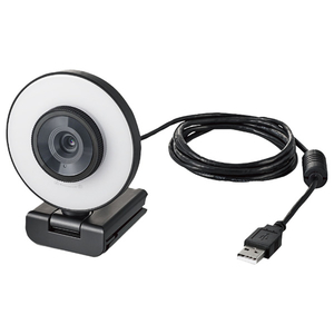エレコム LEDリングライト内蔵Webカメラ ブラック UCAM-CX20ABBK-イメージ1