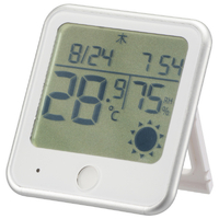 オーム電機 インフルエンザ熱中症注意機能付き温湿度計 ホワイト TEM300BW