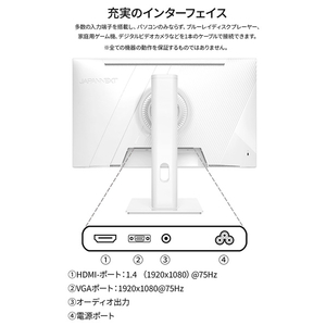 JAPANNEXT 23．8型液晶ディスプレイ ホワイト JN-IPS2381FHDR-HSP-W-イメージ11