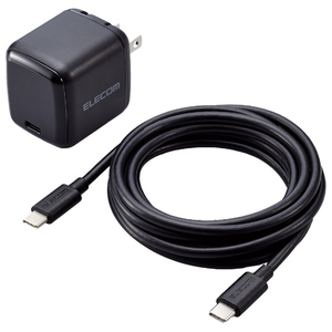 エレコム USB Power Delivery 65W AC充電器(C-Cケーブル付属/2．0m) ブラック ACDC-PD8765BK-イメージ1