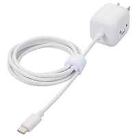 エレコム USB Power Delivery 20W AC充電器(Cケーブル一体型/1．5m) しろちゃん(ホワイト×ブラック) MPA-ACCP7420WF