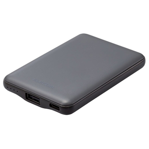 エレコム 薄型コンパクトモバイルバッテリー(5000mAh/2．4A/Cx1+Ax1) ダークグレー DEC375000DGY-イメージ1