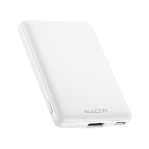 エレコム 薄型コンパクトモバイルバッテリー(5000mAh/2．4A/Cx1+Ax1) ホワイト DEC375000WH-イメージ2