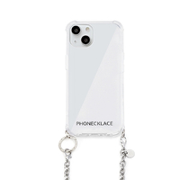 PHONECKLACE iPhone 13 mini用チェーンショルダーストラップ付きクリアケース シルバー シルバー PN21584I13MNSV