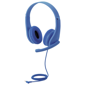 エレコム 子ども用ヘッドセット(有線・4極ミニプラグ・両耳・マイクアーム付) ブルー HS-KD01TDBU-イメージ1