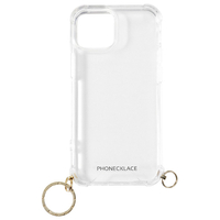 PHONECKLACE iPhone 15 Plus用ストラップ用リング付きクリアケース ゴールドチャーム PN25593I15PL