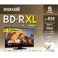 マクセル 録画用100GB(3層) 2～4倍速対応 BD-R XL ブルーレイディスク 5枚入り ホワイトレーベル BRV100WPE.5S