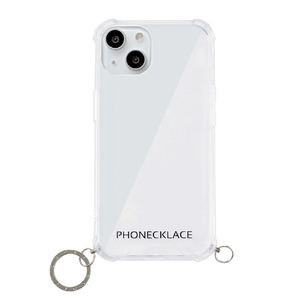 PHONECKLACE iPhone 13用ストラップ用リング付きクリアケース シルバーチャーム シルバーチャーム PN21598I13SV-イメージ1