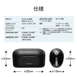 エレコム Bluetooth片耳ヘッドセット(充電ケース付き) ブラック LBT-HSC32MPBK-イメージ8
