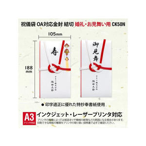 オキナ OA対応金封 祝儀用紅白結切 A3 5組 F032885-CK50N-イメージ3