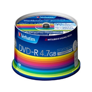 Verbatim データ用DVD-R 4．7GB 1-16倍速対応 インクジェットプリンタ対応 50枚入り DHR47JP50V3-イメージ1