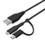 ＰＧＡ 変換コネクタ付き 2in1 USBｹｰﾌﾞﾙ(Type-C&micro USB) 15cm ブラック PG-CMC01M03BK-イメージ1