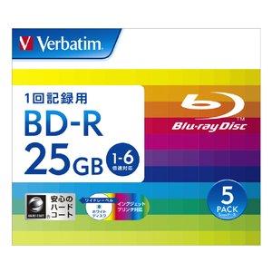 Verbatim データ用BD-R 1-6倍速 25GB インクジェットプリンター対応 5枚入り DBR25RP5V2-イメージ1