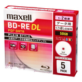 マクセル データ用BD-RE DL 50GB 1-2倍速対応 インクジェットプリンター対応 5枚入り ホワイトレーベル BE50PPLWPA.5S