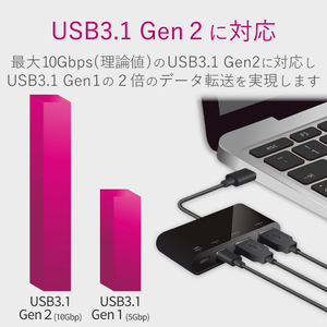 エレコム USB Type-Cコネクタ搭載USBハブ(PD対応) ブラック U3HC-A424P10BK-イメージ4