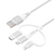 ＰＧＡ 変換コネクタ付き 3in1 USBケーブル(Lightning&Type-C&micro USB) 15cm ホワイト PG-LCMC01M04WH-イメージ1