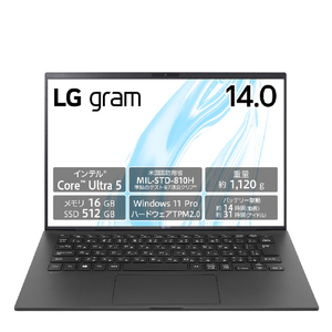 LG Electronics Japan ノートパソコン LG gram オブシディアンブラック 14Z90S-VP55J-イメージ1