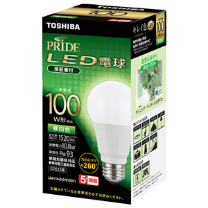 東芝 LED電球 E26口金 全光束1520lm(10．8W一般電球タイプ) 昼白色相当 LDA11N-D-G/S100V1-イメージ1