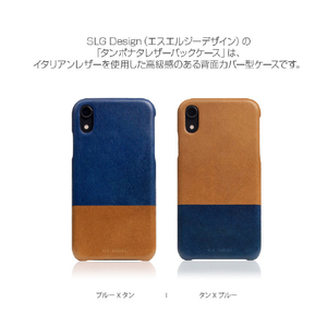 SLG Design iPhone XR用Temponata Leather Back case ブルー × タン SD13667I61-イメージ2