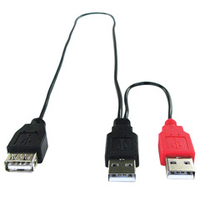 Groovy Y字型USB延長ケーブル 黒 GM-UH009Y