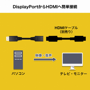 ホ－リック Displayport→HDMI変換アダプタ 10cm DPHAF-693BB-イメージ4
