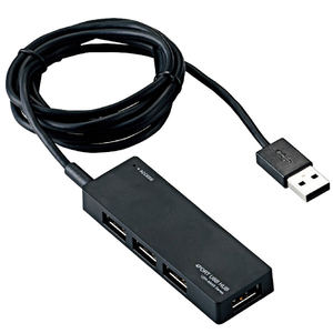 エレコム ACアダプタ付 USB2．0ハブ(4ポート・1．5m) ブラック U2H-AN4SBK-イメージ2