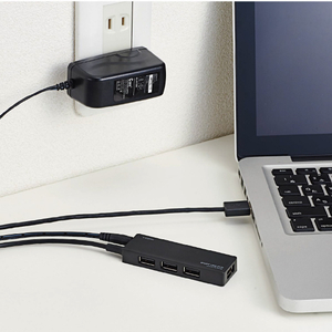 エレコム ACアダプタ付 USB2．0ハブ(4ポート・1．5m) ブラック U2H-AN4SBK-イメージ8