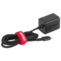 BUFFALO 2．4A USB急速充電器 Lightningケーブル一体型タイプ(2．5m) iPod/iPhone/iPad用 ブラック BSMPA2403LC2BK