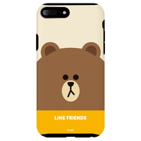 LINE FRIENDS iPhone 8 Plus/7 Plus用ケース フェイス ブラウン KCLDBF003