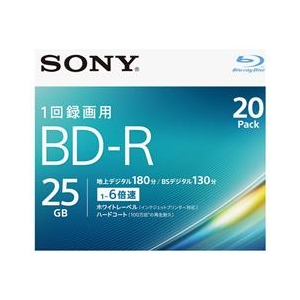SONY 録画用25GB 1層 1-6倍速対応 BD-R追記型 ブルーレイディスク 20枚入り 20BNR1VJPS6-イメージ1