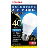 東芝 LED電球 E26口金 全光束485lm(4．4W一般電球 全方向タイプ) 昼光色相当 LDA4D-G/40V1