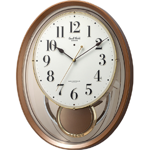 リズム時計 スモールワールドエアルS 電波掛時計 RHYTHM 茶メタリック色光沢仕上(白) 4MN556RH06-イメージ1